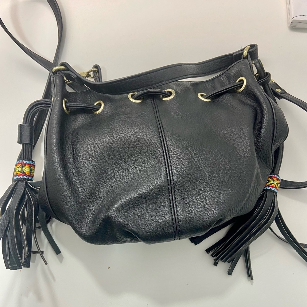 Draw String Leather Bucket Bag- Steve Madden